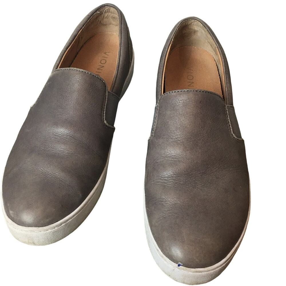 Vionic Demetra Gray Leather Comfort Slip On Comfort Sneaker Shoes Size 8 US